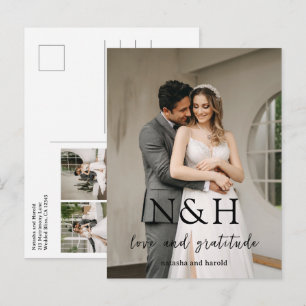Postal Agradecimiento de boda moderno de Natasha Monogram