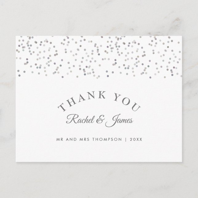 Postal Agradecimiento de Boda Silver Stardust (Anverso)