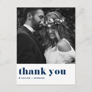 Postal Agradecimiento de Boda Tipografía Negrita Retro Az