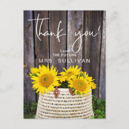Postal Agradecimiento de Despedida de Soltera con Girasol