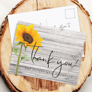 Postal Agradecimiento de Despedida de Soltera con Girasol