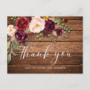 Postal Agradecimiento de Despedida de Soltera Floral de M