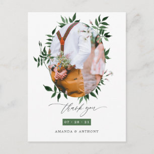 Postal Agradecimiento de foto de boda de bosque de acuare