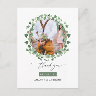 Postal Agradecimiento de foto de boda de bosque de acuare