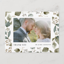 Postal Agradecimiento de Foto de Boda de Eucalipto Sembra
