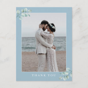 Postal Agradecimiento de foto de boda Dusty Blue de Eucal