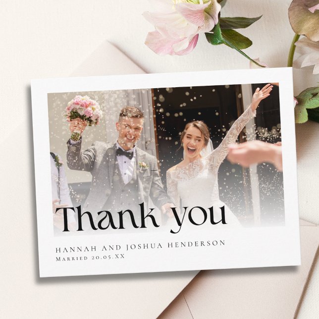 Postal Agradecimiento de Foto de Boda Moderna (Subido por el creador)