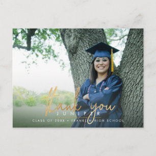 Postal Agradecimiento de graduación con estilo de escritu