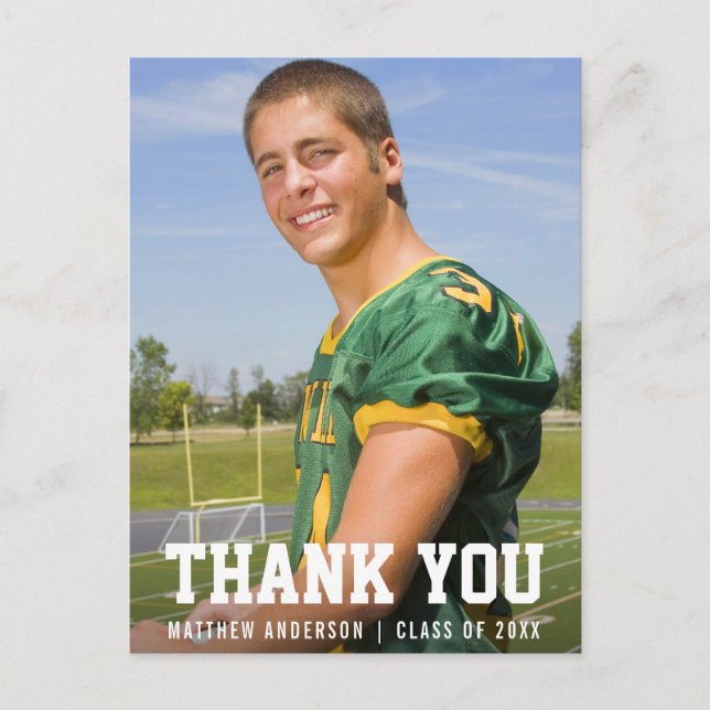Postal Agradecimiento de graduación deportivo moderno (pa (Anverso)