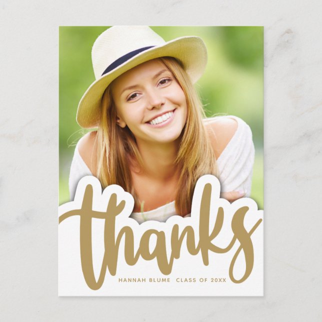 Postal Agradecimiento de graduación | Diseño a mano sobre (Anverso)