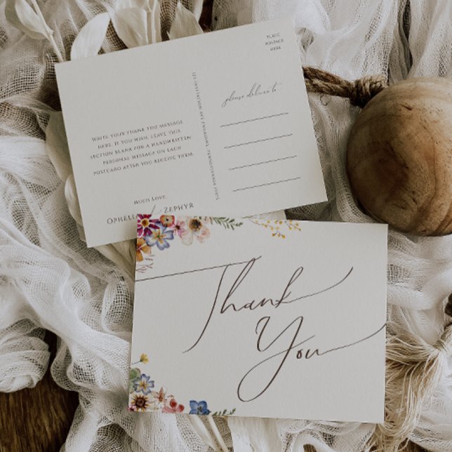 Postal Agradecimiento de la boda en el jardín Beige de fl (Subido por el creador)