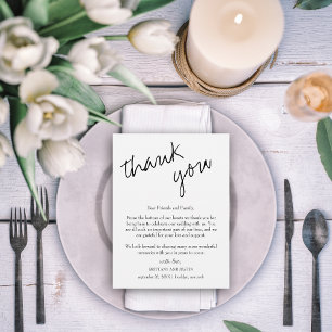 Postal Agradecimiento de recepción de boda con caligrafía