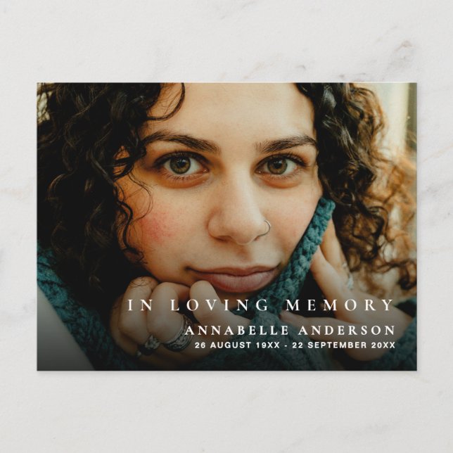 Postal Agradecimiento de simpatía por funeral foto modern (Anverso)