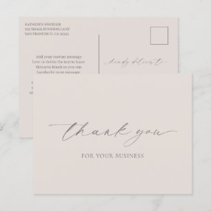 Postal Agradecimiento empresarial moderno elegante beige 