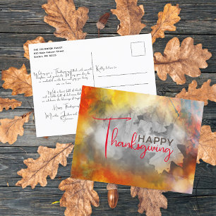 Postal Agradecimiento familiar de otoño con acuarela para