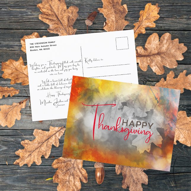 Postal Agradecimiento familiar de otoño con acuarela para (Subido por el creador)
