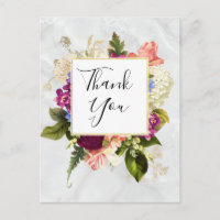 Agradecimiento floral acuarela rosa y blanco moder