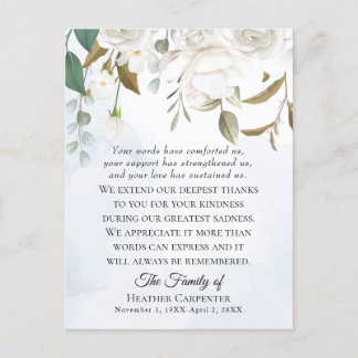 Postal Agradecimiento Funeral de Flor Blanca Plegada