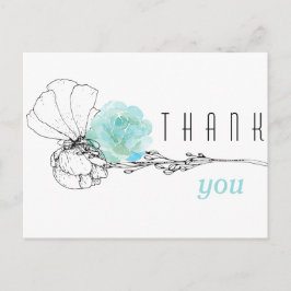 Postal Agradecimiento Funeral Floral Turquesa Acuarela