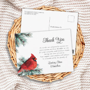 Postal Agradecimiento Funeral Pájaro Cardenal Rojo Siempr
