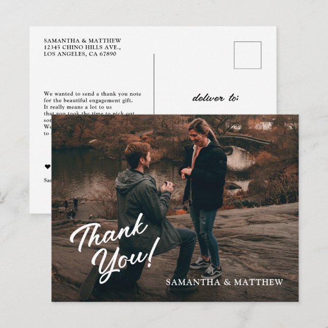 Postal Agradecimiento moderno de fiesta de compromiso rús (Anverso / Reverso)