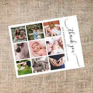 Postal Agradecimiento para Baby Shower con Colaje de 9 Fo