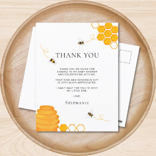 Postal Agradecimiento para Baby Shower de Abejas 