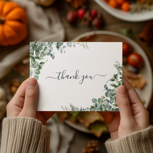 Postal Agradecimiento para Baby Shower de Acuarela Eucali (Watercolor Eucalyptus Bridal Shower Thank You Postcard)