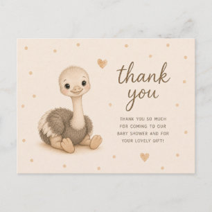 Postal Agradecimiento para Baby Shower de Avestruz Bebé