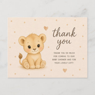 Postal Agradecimiento para Baby Shower de Cachorro de Leó