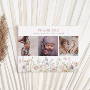 Postal Agradecimiento para Baby Shower de Campo de Flores