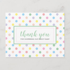 Postal Agradecimiento para Baby Shower de Lunares Suaves 