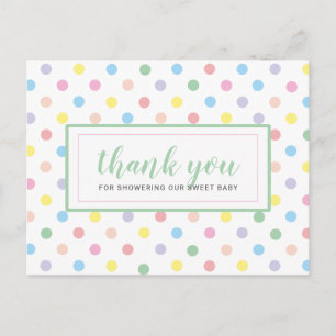 Postal Agradecimiento para Baby Shower de Lunares Suaves 