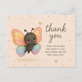 Postal Agradecimiento para Baby Shower de Mariposa