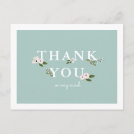 Postal Agradecimiento para baby shower de menta y rosa