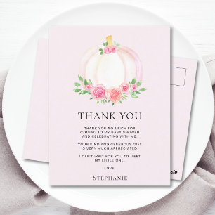 Postal Agradecimiento para Baby Shower de Niña de Otoño c