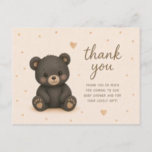 Postal Agradecimiento para Baby Shower de Osito Negro Beb