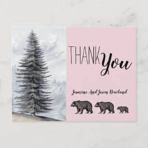 Postal Agradecimiento para Baby Shower de Osos del Bosque