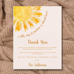 Postal Agradecimiento para Baby Shower Sunshine Baby