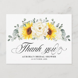 Postal Agradecimiento para fiesta de novia de girasol y p