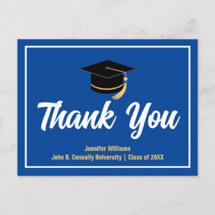 Postal Agradecimiento Personalizado de Graduación Azul Bl