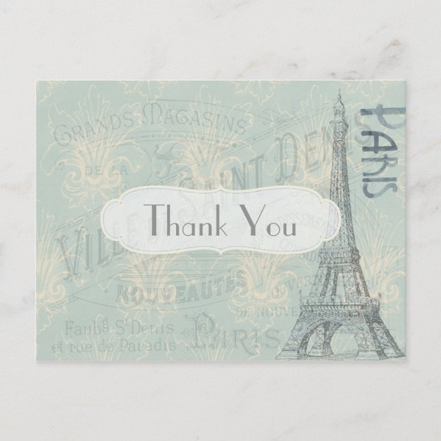 Postal Agradecimiento Temático de París (Anverso)