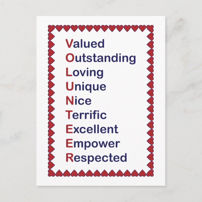 Postal Agradecimiento Voluntario Corazones Gracias Rojo B (Anverso)