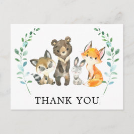 Postal Agradecimientos a animales de bosque de bosques