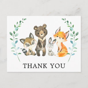 Postal Agradecimientos a animales de bosque de bosques