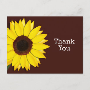 Postal Agradecimientos de girasol marrón