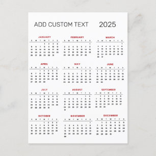 Postal agrega tu propio texto personalizado Calendario 20