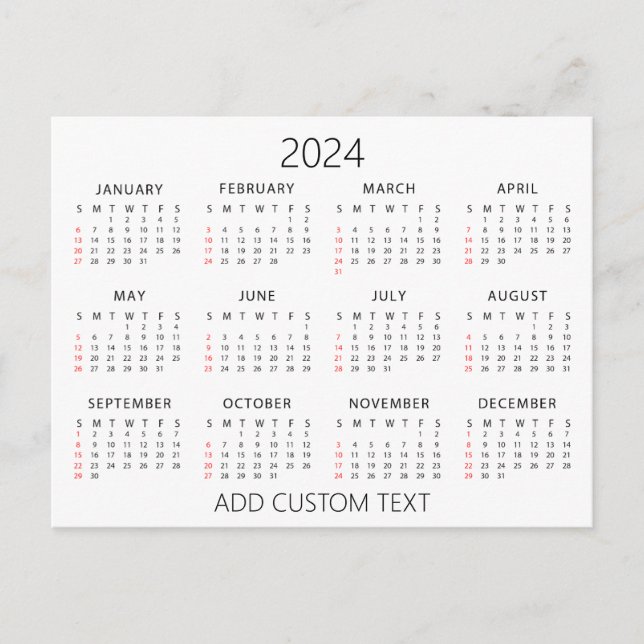 Postal agrega tu propio texto personalizado Calendario 20 (Anverso)