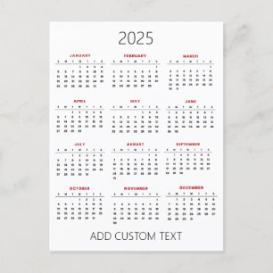 Postal agrega tu propio texto personalizado Calendario 20