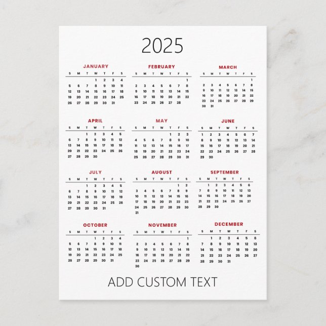 Postal agrega tu propio texto personalizado Calendario 20 (Anverso)